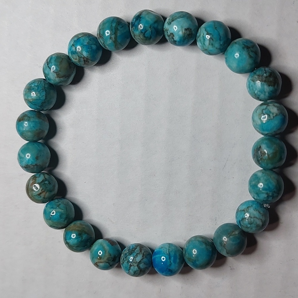 South African Turquoise stone 8mm round bead bracelet #2